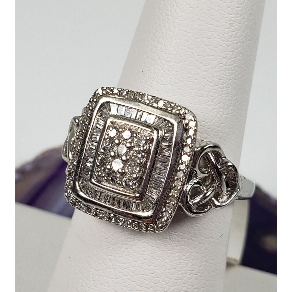Diamond Engagement Wedding Celtic Motif Ring 925 Sterling Silver 1/2 CTTW Size7